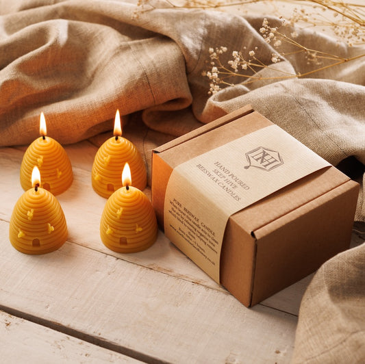 4 Beehive Beeswax Candles | Skep Beeswax Candles